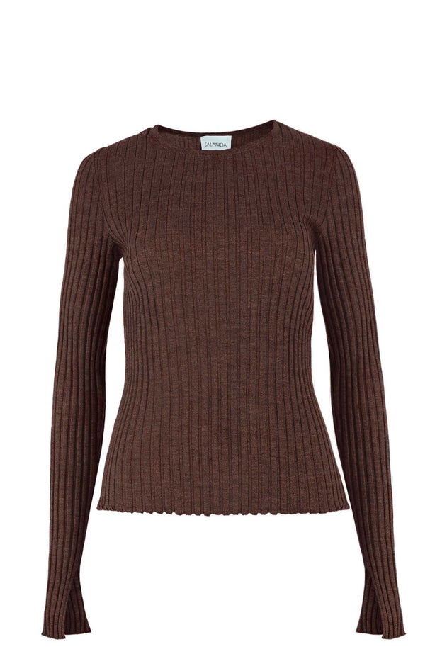 Brera Merino Long-Sleeve Top Chocolate