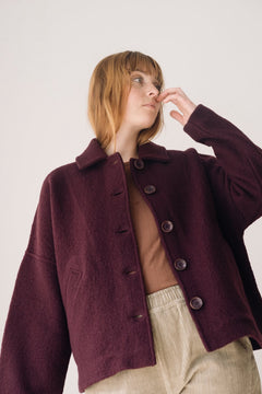 Merino Wool Short Coat in Purple