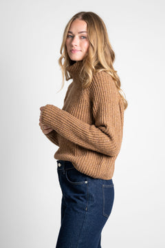 Recycled Wool Turtleneck Sweater Brown