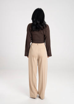 Espresso Fitted Long Sleeve Blouse