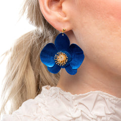 Butterfly Orchid Stud Earrings Blue