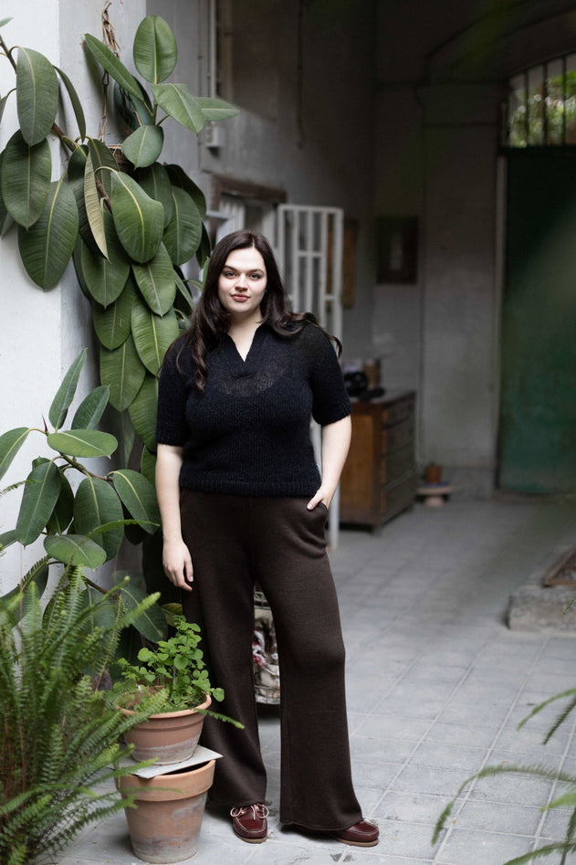 Melody Mohair Polo Top Black