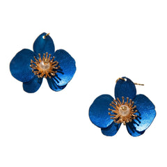 Small Butterfly Orchid Stud Earrings Papaya Orange
