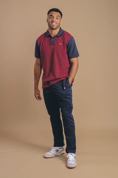 Color Block Polo Shirt Burgundy