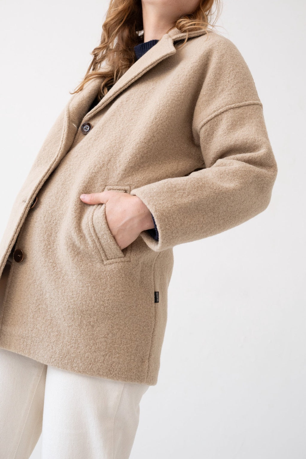 Tad Coat 100% Merino Wool in Magnolia Beige