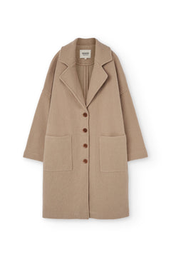 Merino Wool Long Coat in Beige