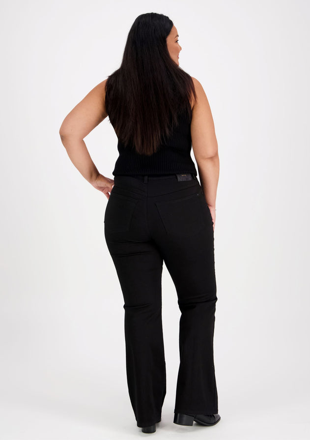 Caramel Flare Curvy Fit Stay Jeans Black