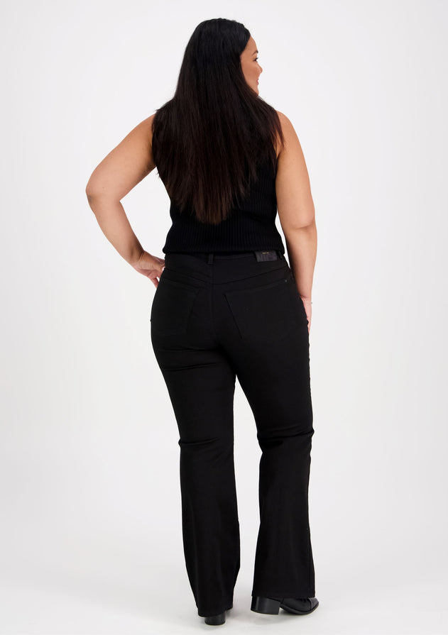 Caramel Flare Curvy Fit Stay Jeans Black