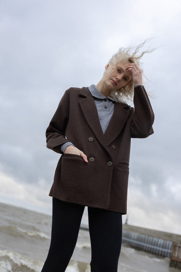 Forza Knitted Merino Blazer Chocolate