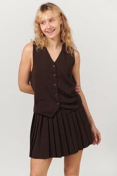 Galante Knitted Merino Waistcoat Chocolate