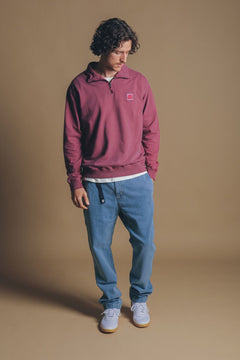 Men's Sauce Pigment Quarter Zip Sweater Garnacha Red