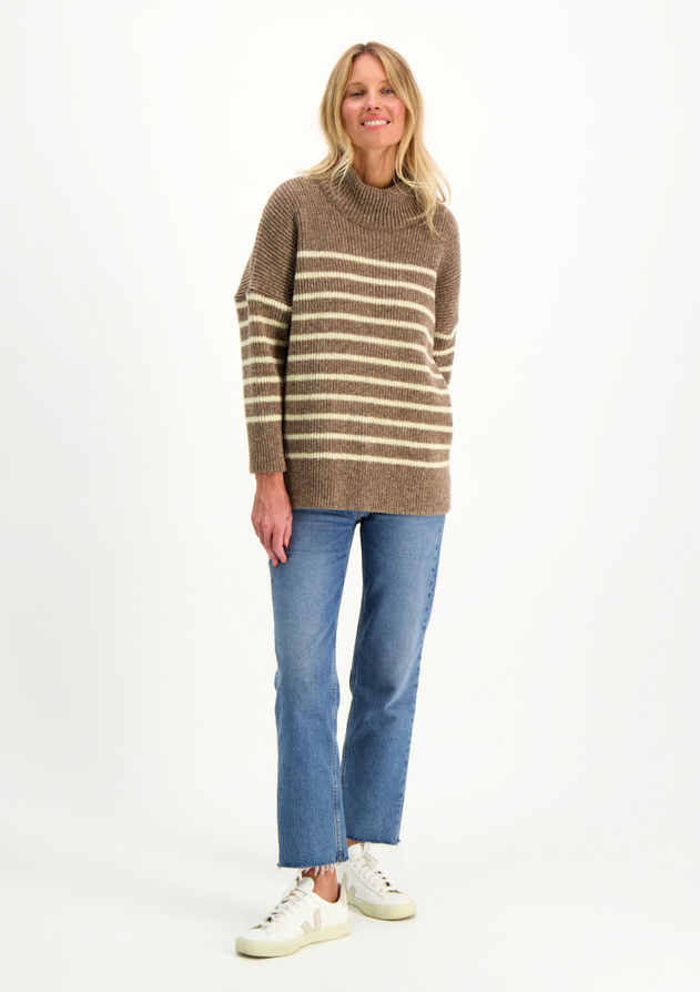 Katrine Turtleneck Striped Beige