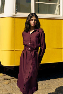 Chloe Linen Dress Merlot - IVALO.COM