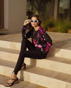 Casual Chic Print Shirt Black Orchid - IVALO.COM