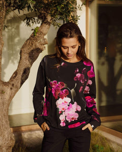 Casual Chic Print Shirt Black Orchid - IVALO.COM