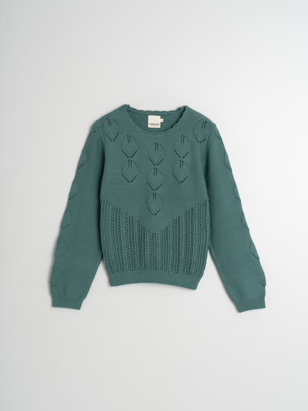 Crochet Effect Sweater Emerald