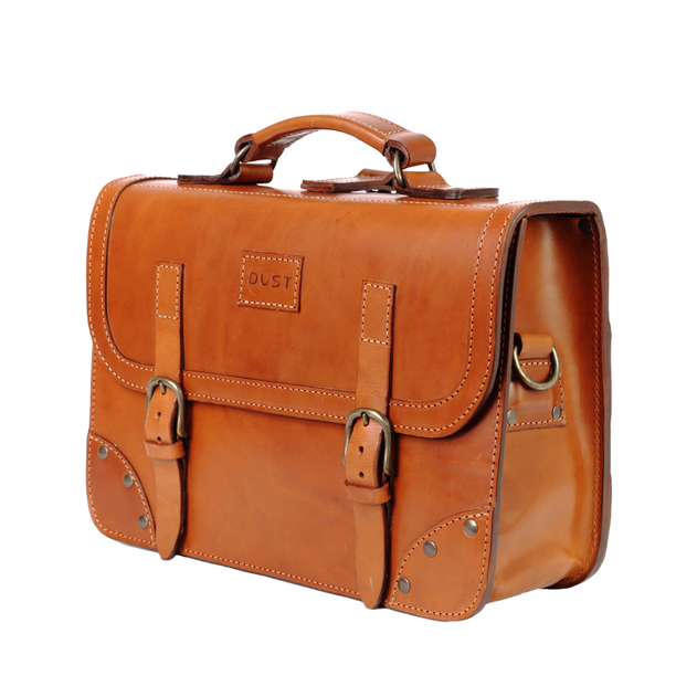 Leather Briefcase Cuoio Brown