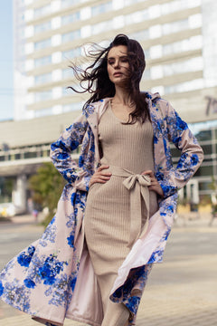 Fit and Flare Raincoat with Pleated Hem Cornflower Blue