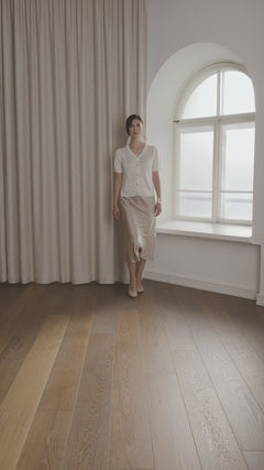 Short Sleeve Linen Blend Cardigan Cream