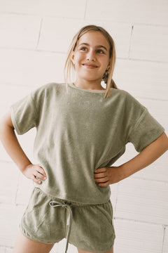 Kid's Harper Oversized Terry T-Shirt Green