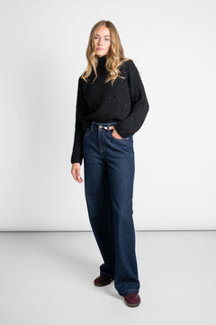 Recycled Wool Turtleneck Sweater Black