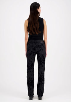 Emily Straight Fit Velvet Print Black