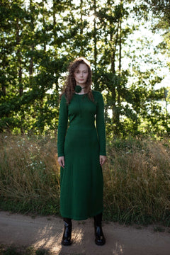 Knitted Merino Wool A-line Midi Dress
