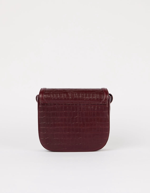 Nina Bag Croco Print Leather Dark Cherry