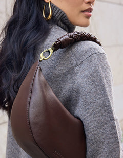 Leo Twisted Handle Soft Grain Leather Chocolate