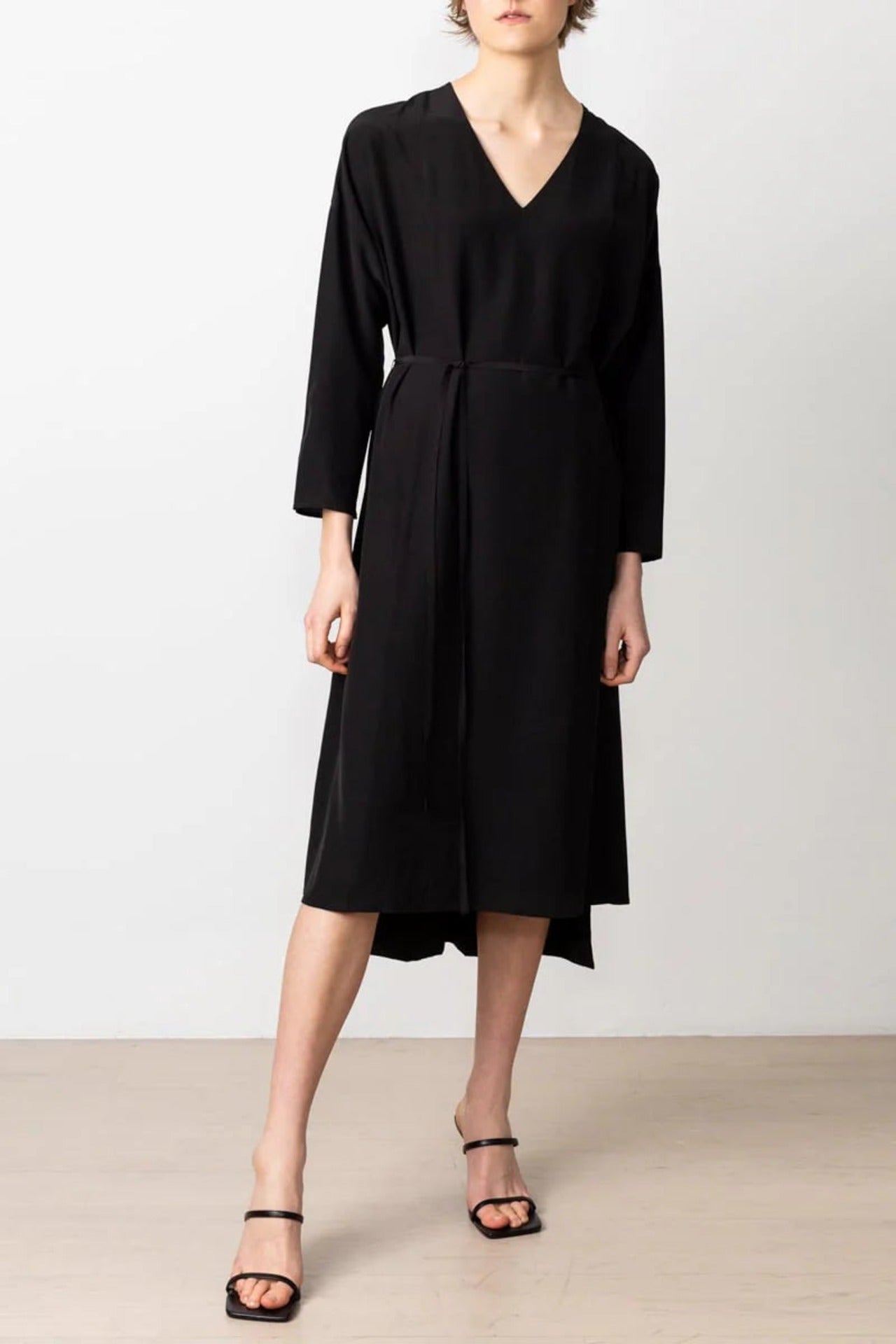 Day Silk Dress Black Long - Studio Heijne