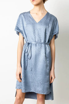 Day Silk Dress Blue Jacquard - Studio Heijne