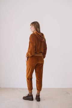 Organic Velvet Jogger in Terracotta