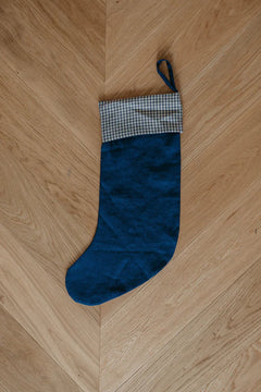 Linen Christmas Stocking Checks & Stripes