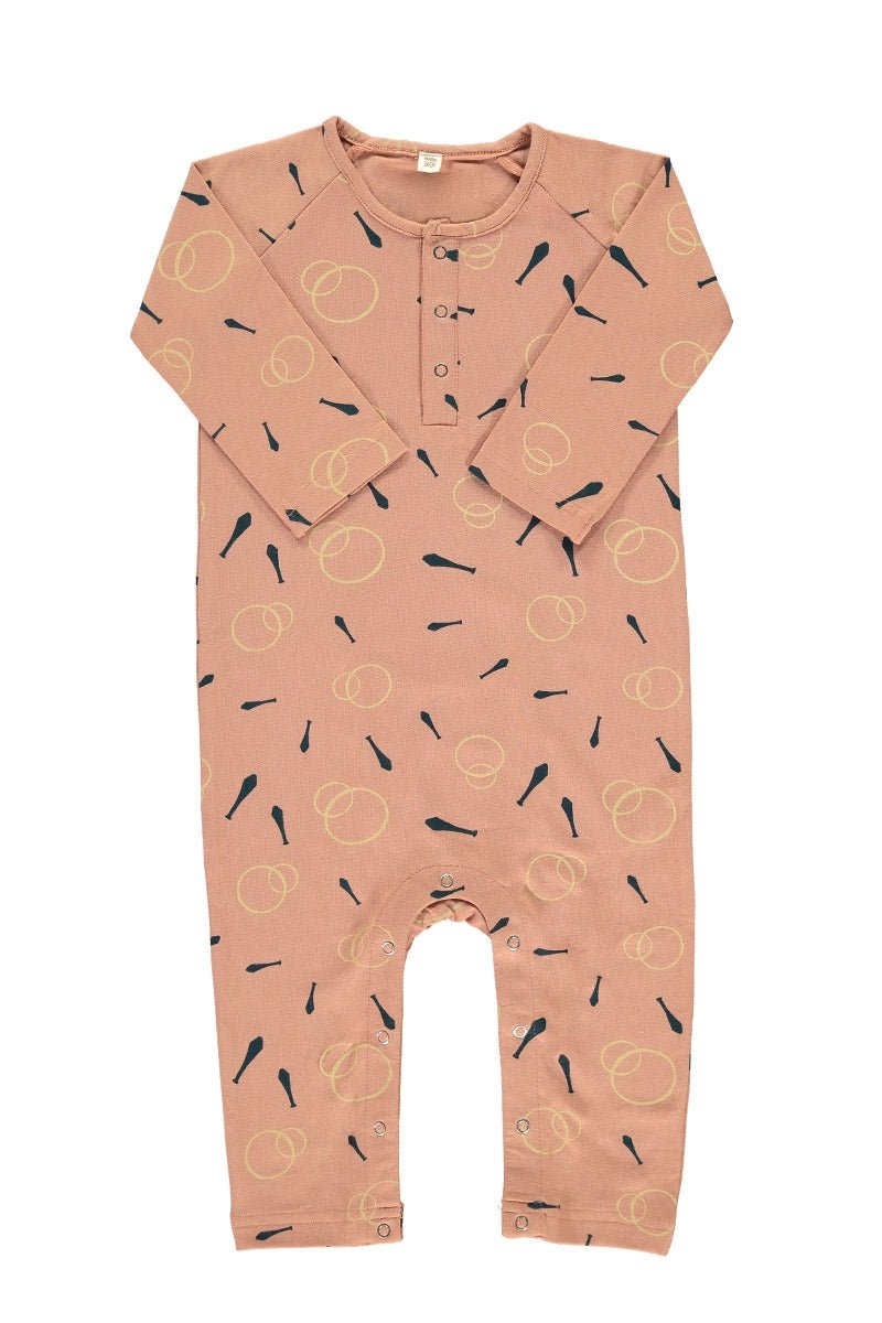 Baby's Raglan Sleeve Jumpsuit Juggling Pink