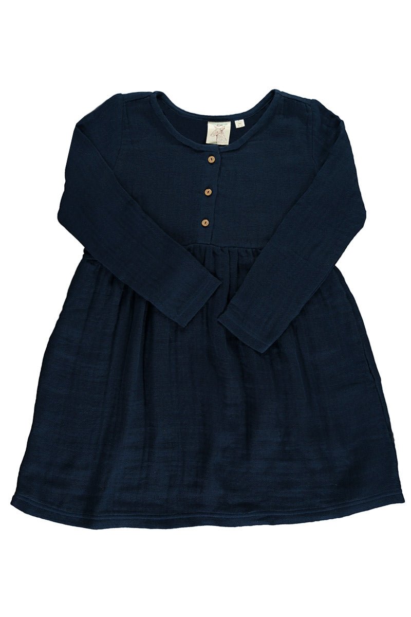 Kids' Basic Muslin Dress Navy Blue