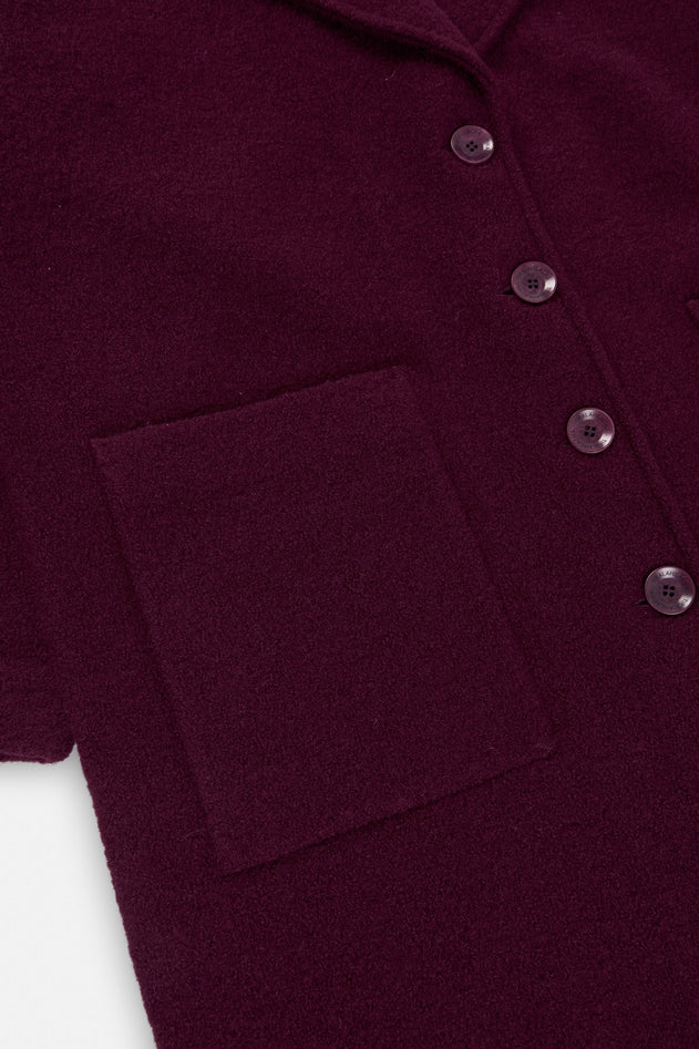 100% RWS Merino Wool Long Coat in Purple