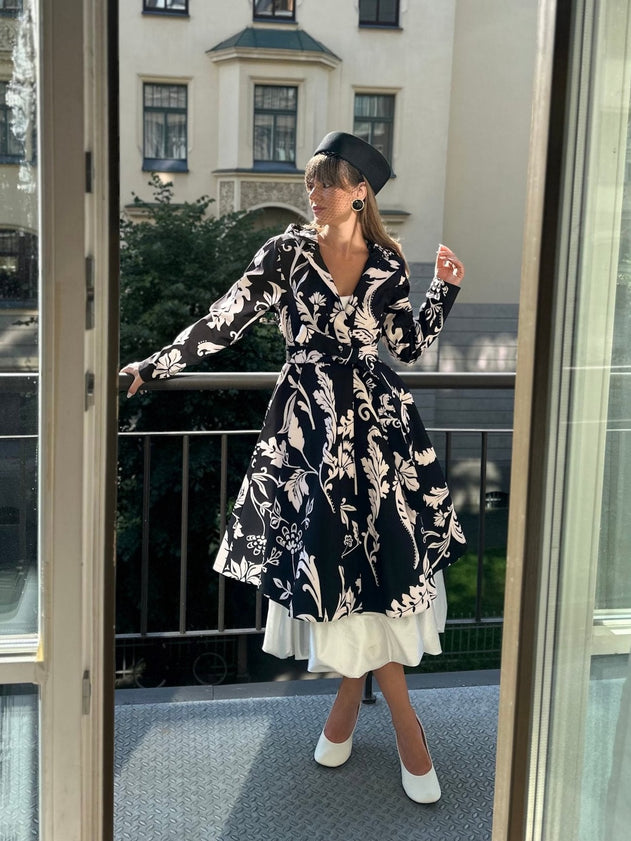 Fit and Flare Raincoat with Full Circle Hem Blooming Night