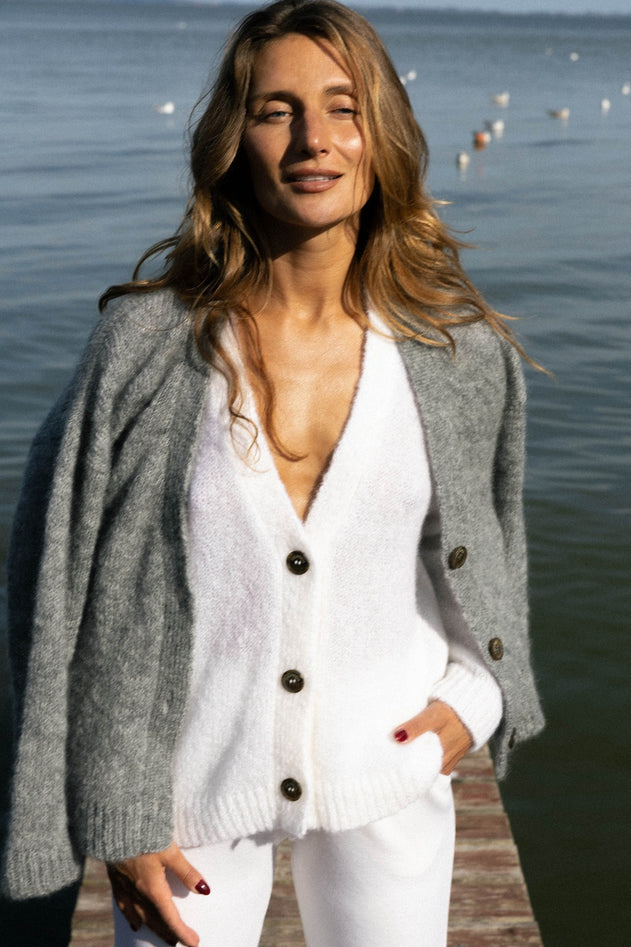 Melody Mohair Cardigan White