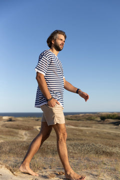 Energia Unisex Linen T-Shirt Navy Striped