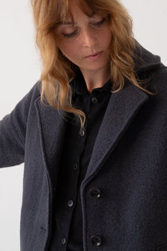 Tad Coat 100% Merino Wool in Bark Grey