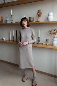 Longline Merino Wool Dress With Turn-Up Trims