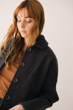 Merino Wool Short Coat in Grey