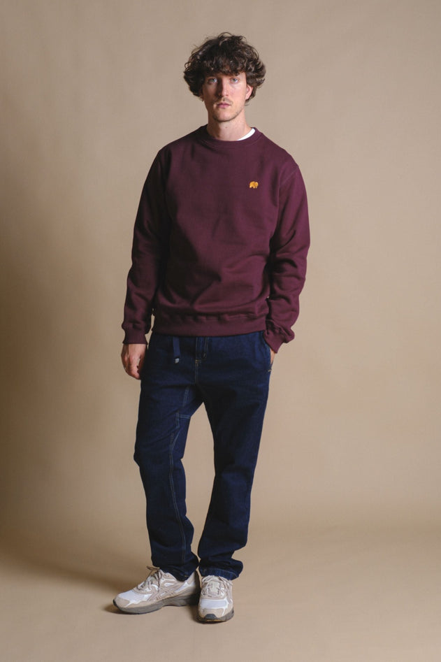 Organic Essential Sweater Wine Red
