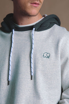 The Hooded Oversized Sweater Warm Heather Grey/Scarab