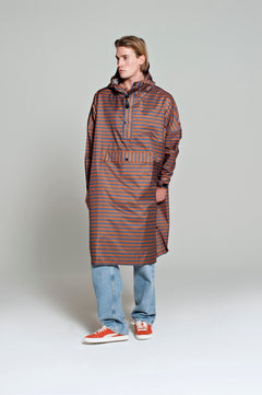 Breton Blue Rain Poncho Brown