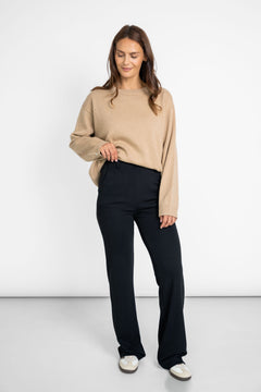 Wide Leg Jersey Pants Black