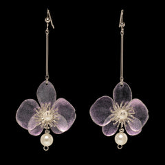 Butterfly Orchid Pearl Earrings Scarlet