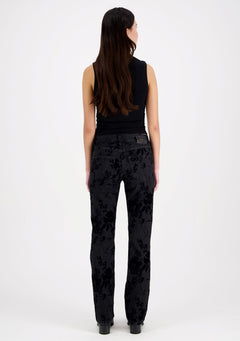 Emily Straight Fit Velvet Print Black