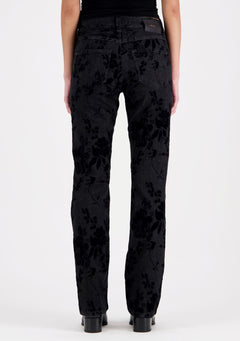 Emily Straight Fit Velvet Print Black