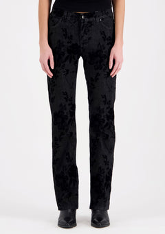 Emily Straight Fit Velvet Print Black
